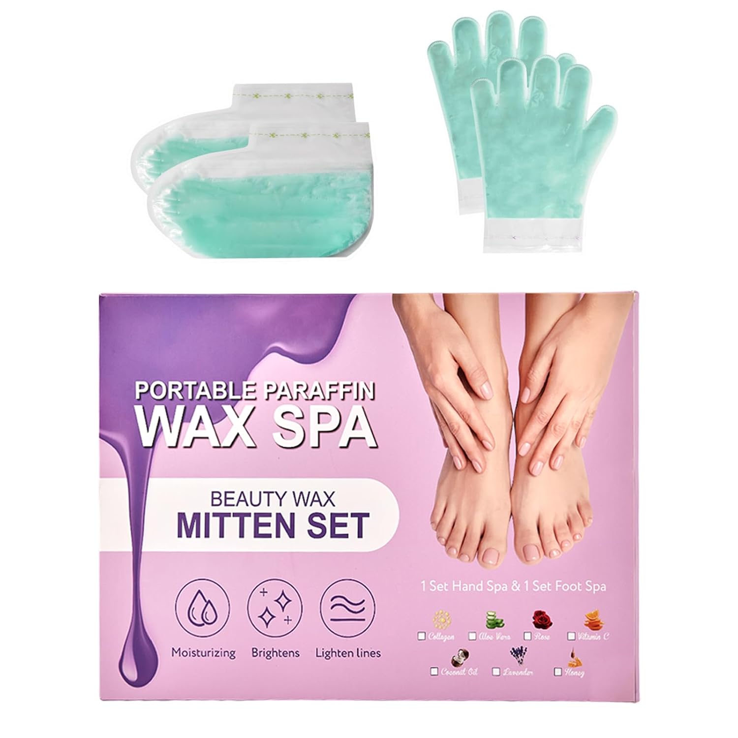 10-Minute Paraffin Hand & Foot Treatments, Self Contained Paraffin Wax Gloves and Booties Set for Intensive Hydration At Home (Aloe Vera) 10-Minute Paraffin Hand & Foot Treatments, Self Contained Paraffin Wax Gloves and Booties Set for Intensive Hydration At Home (Aloe Vera)