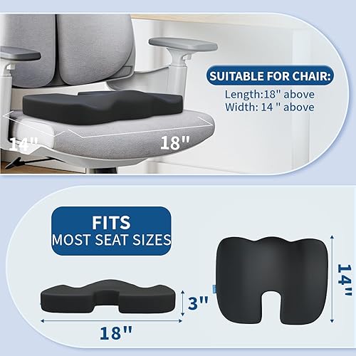 Miniatura 4 de QUTOOL Orthopedic Seat Cushion and Lumbar Support Pillow for Office Chair & Car, Memory Foam with Washable Cover Ergonomic Desk Chair Cushion for