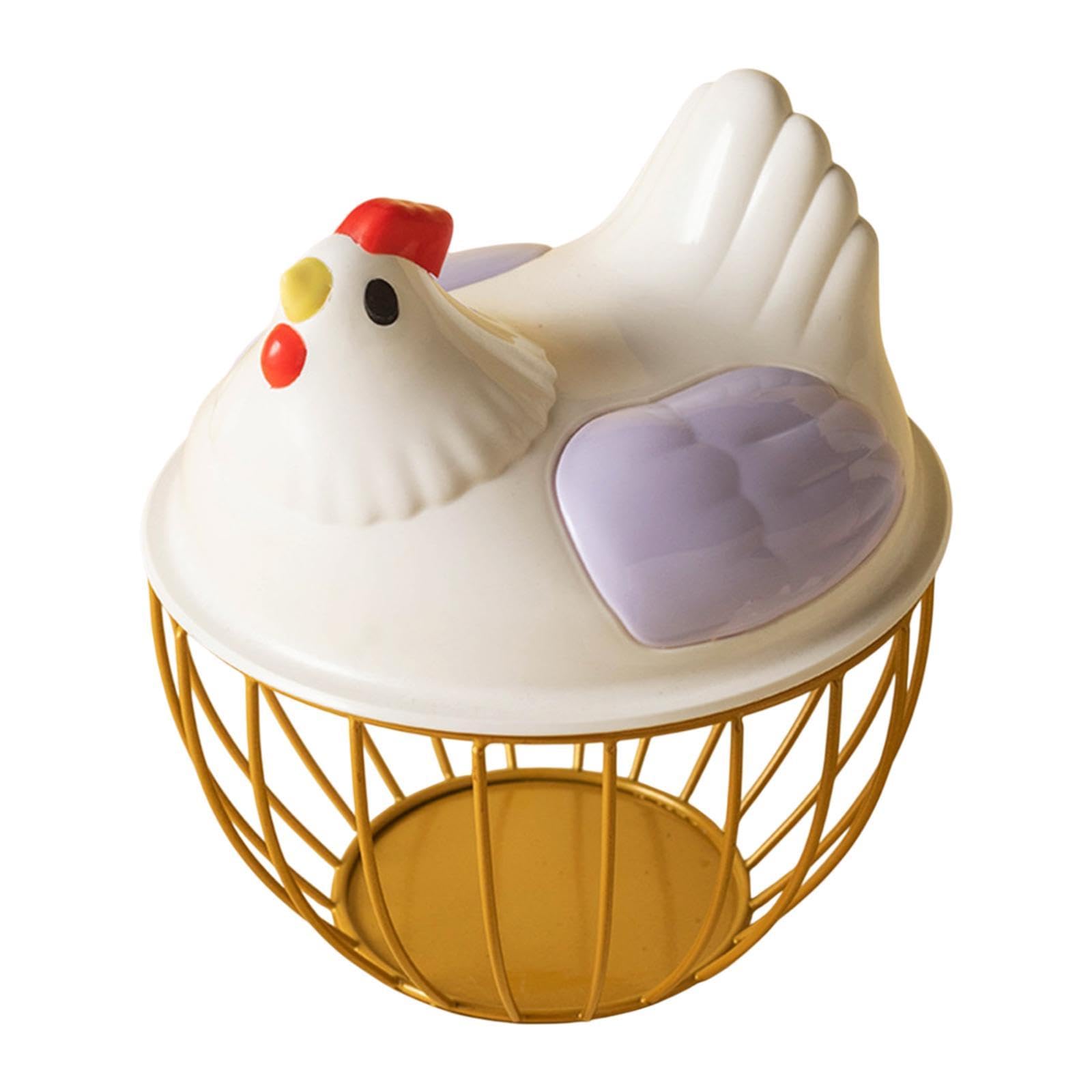 Sharplace Cesta para Huevos de Gallina, Cesta de Almacenamiento de Huevos de Alambre de Malla Metálica, Soporte Portátil para Huevos de Gallina Y Alambre de HIE, Raya Violeta Dorada, Individual