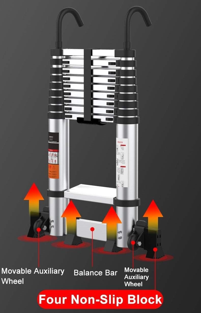 Multi-Purpose Aluminum Extension Ladder - 7.5Ft to 23Ft Extra Tall Foldable Ladder with Hook Ideal for Home Office & Outdoor Use Heavy Duty Lightweight Versatile