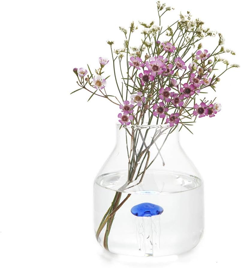 Balvi Vase Blue colour Vase medusa glass conical inside Original decorative vase of flowers Borosilicate 15x13x13 cm
