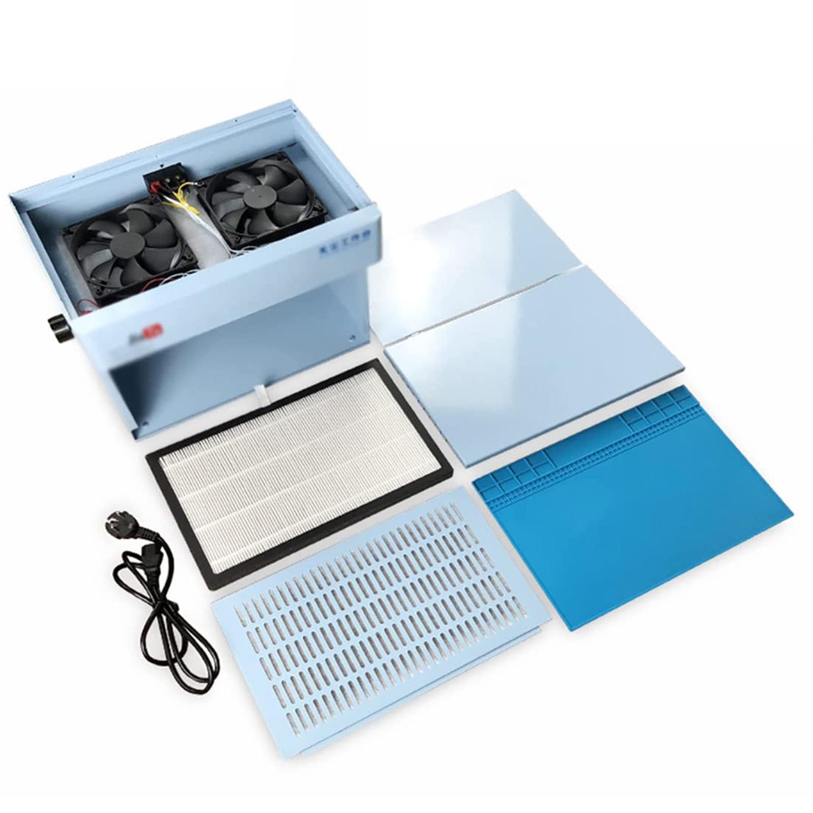 Mini stół roboczy / stacja robocza, przenośna ławka do czyszczenia laminarnego przepływu powietrza do naprawy telefonu LCD, podwójne światła