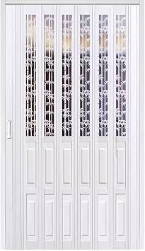 Folding Door White PVC Internal Concertina Accordion Doors, 24 30 32 36 42 48 60 72 96 inch Wide Room Divider Sliding Door, for Office/Pantry/Kitchen/Bathroom Partition Wall, Ceiling MountWhite-1,90x