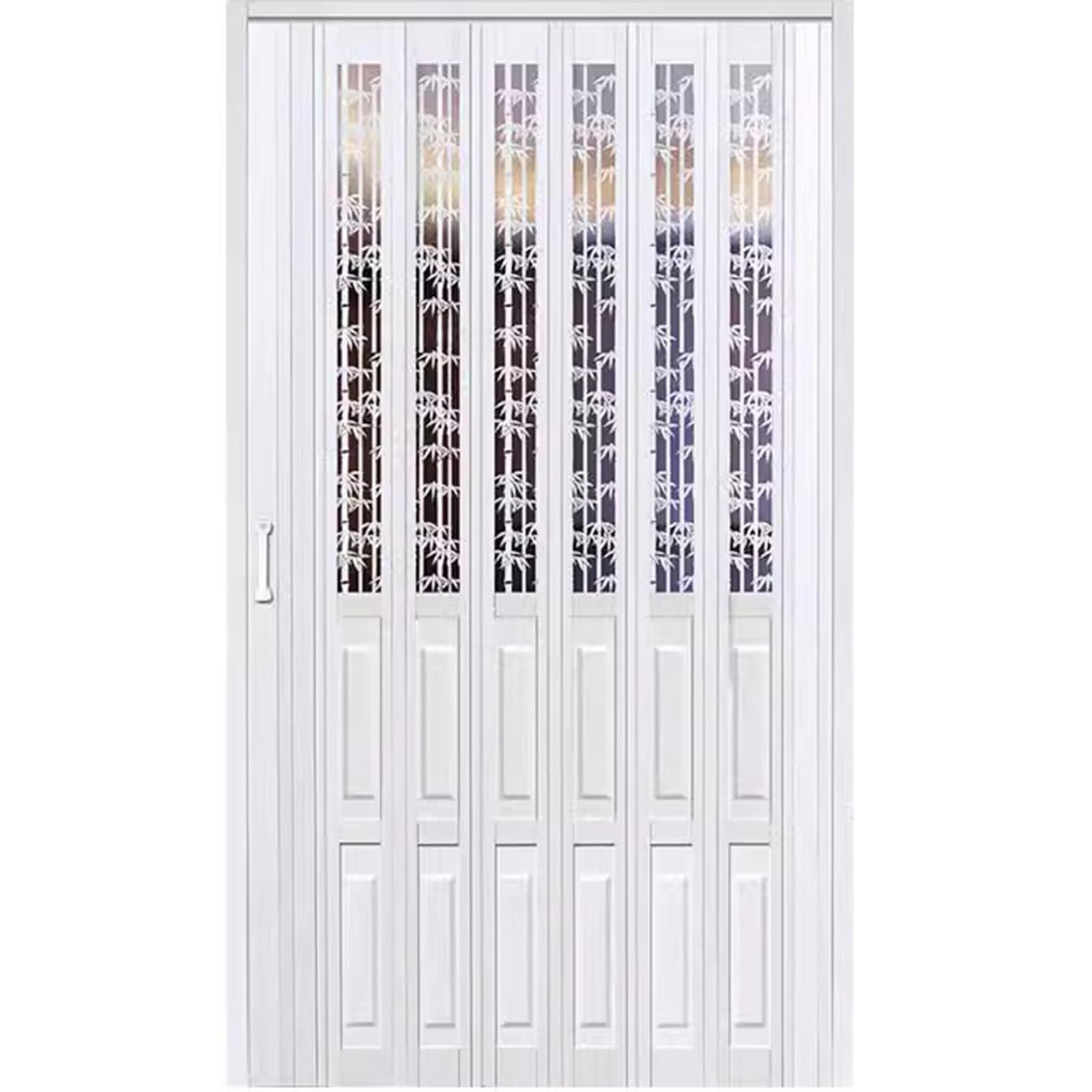 Drzwi akordeonowe, białe harmonijkowe drzwi harmonijkowe z PCW, wszechstronna ścianka działowa do biura, kuchni, łazienki i spiżarni, rozmiary 61–96 cm, przegroda przesuwna, uchwyt sufitowy (białe 1