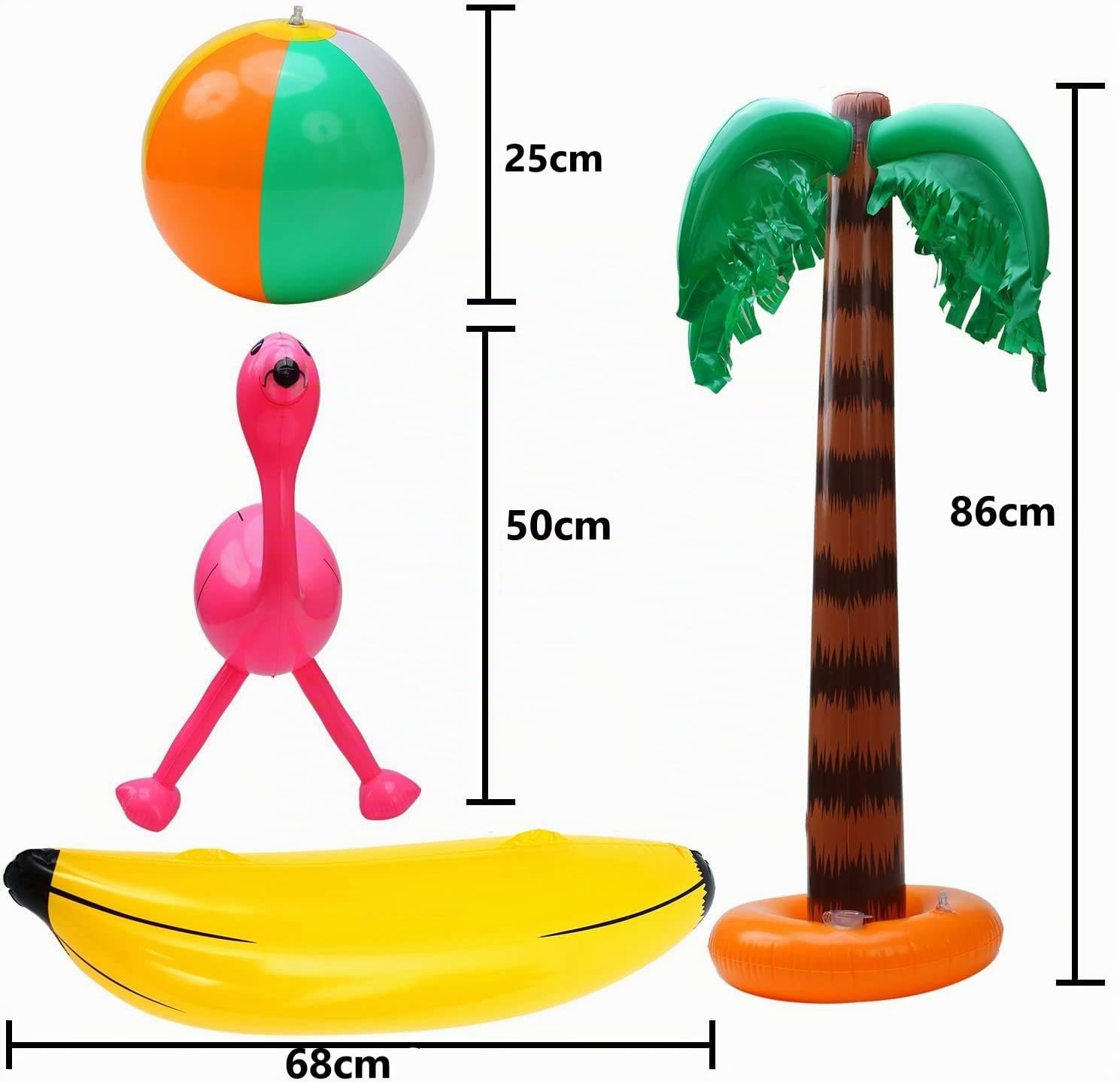 LATERN 11 Pièces Gonflable Palmier Gonflable Flamants Roses Perroquet Dauphin Banane Ballons de Plage Jouets pour Décor de Fête D'hawaï Toile Fond Fête Luau - avec Pompe à Air