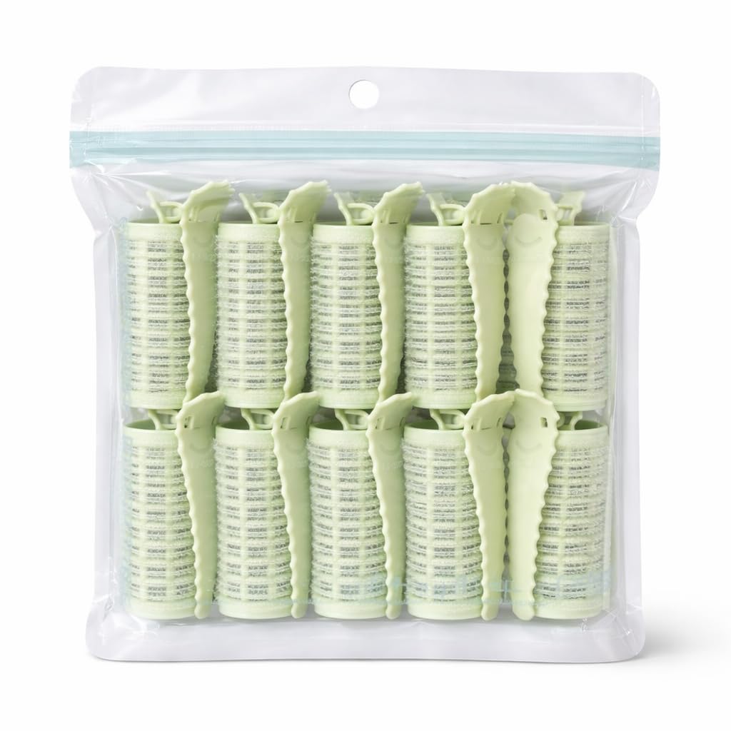 (10 pcs) heatless hair curler roller with clips for women - premium velcro rollers for curling hair - lightweight and portable no heat hair curl tools (random colors)