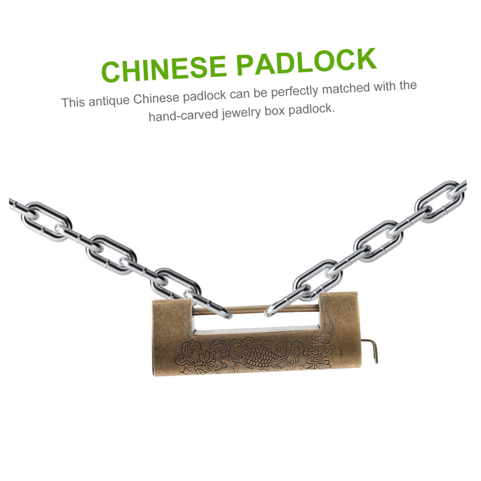 Hemobllo 3sätze Vintage Engraved Padlock Aus Antikes Holzbox-vorhängeschloss Retro-design Mit Traditionellen Chinesischen Mustern Für Schmuckschatullen