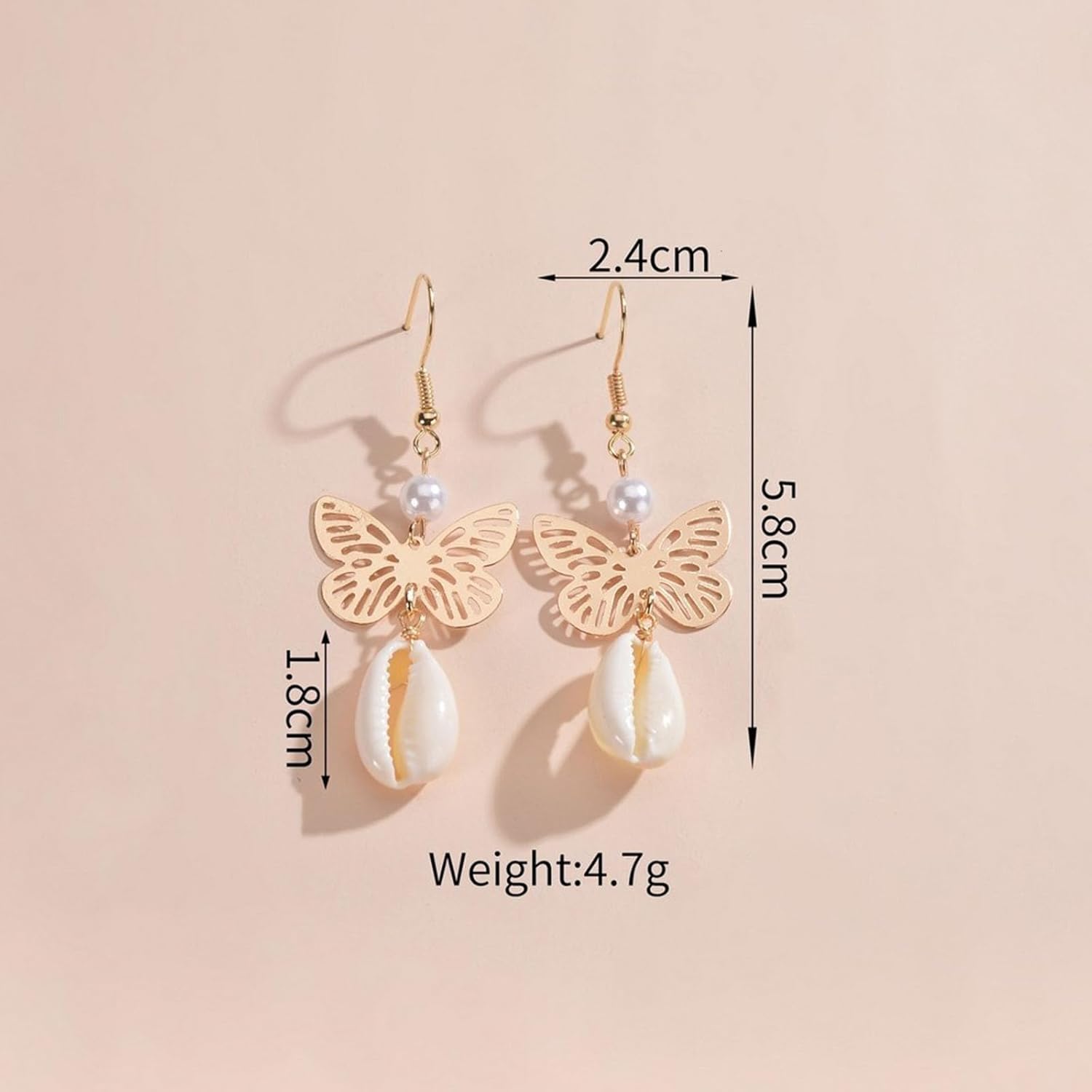 W WEILIRIAN Boho Butterfly Drop Earrings Shell Dangle Earrings Gold Butterfly Hook Earrings Butterfly Dangling Earrings Jewelry for Women and Girls Gifts - Image 4