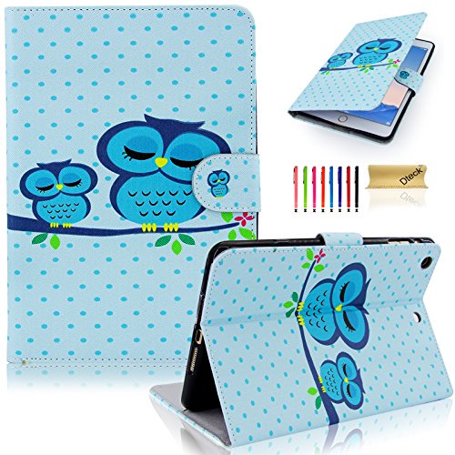 iPad Mini Case, Dteck(TM) Cartoon Cute Design Leather Flip Stand Wallet Case with Auto Wake/Sleep Feature Magnet Smart Cover for Apple iPad Mini/Mini 2 Retina/Mini 3 (01 Two Owl)
