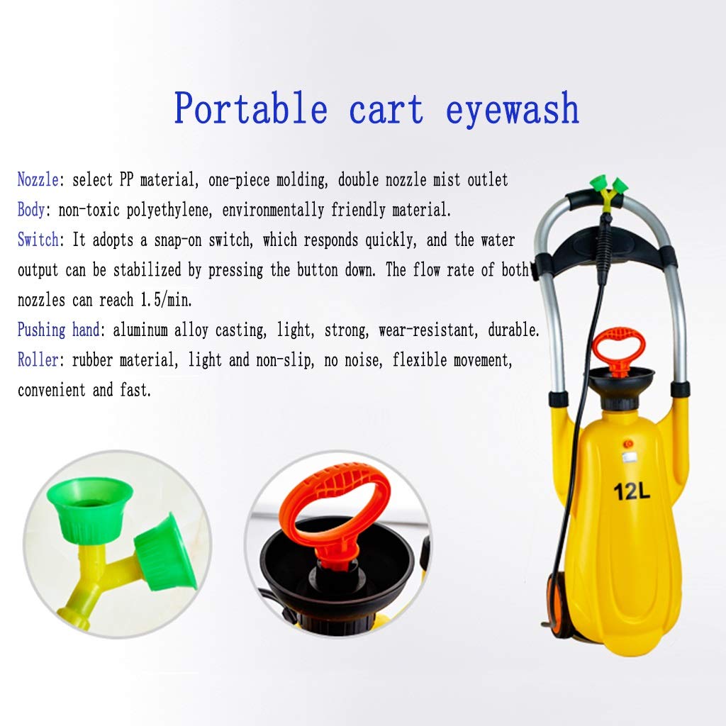 Station de lavage oculaire d'urgence portable, lave-yeux mobile de 10 litres pour l'efficacité du nettoyage du flux d'eau de laboratoire