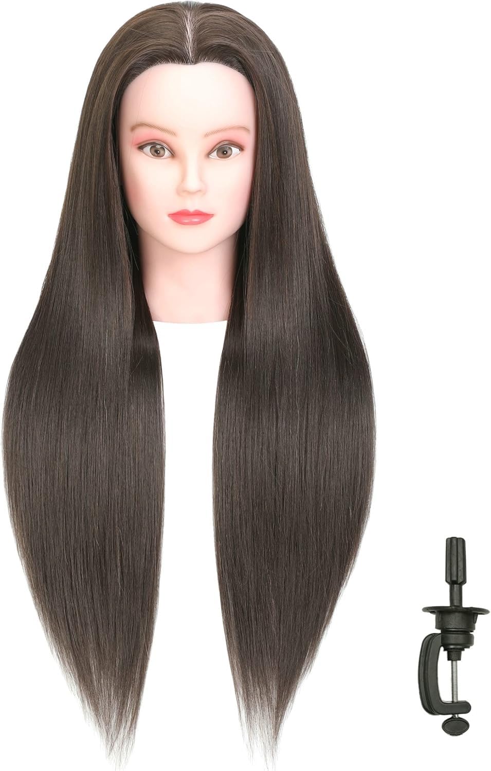 7CATS 30 Inch Dark Brown 80% Real Human Hair Mannequin Head with Stand | Cosmetology Manikin Training Doll Head for Hairdresser Practice, Braiding, Styling & Cutting-image-43
