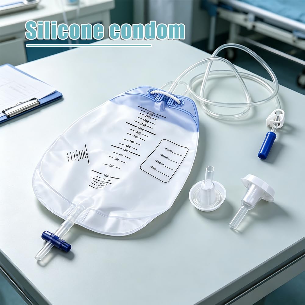8 preservativi per orinatoio da uomo, 25 mm, trasparenti, monouso, autoadesivi e in silicone, delicati sulla pelle e traspiranti, per incontinenza, catetere esterno per uomini (25 mm)