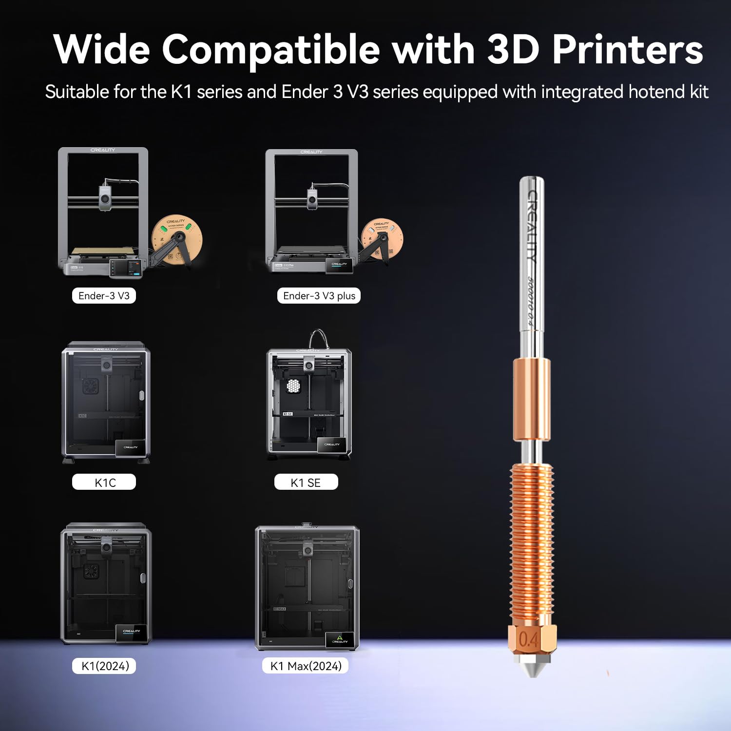 Creality Boquillas K1C de actualización oficial, kit de boquillas de impresora 3D de intercambio rápido, aleación de cobre y boquilla de acero endurecido adecuado para impresoras 3D Creality K1C/Ender