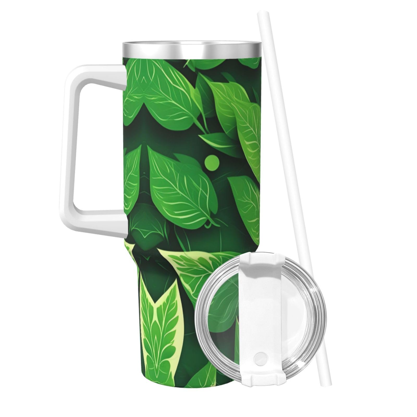 St Patricks Day Leaves Edelstahl-Wasserflasche mit Griff und Strohhalm-Deckel, doppelwandig, 1,2 l
