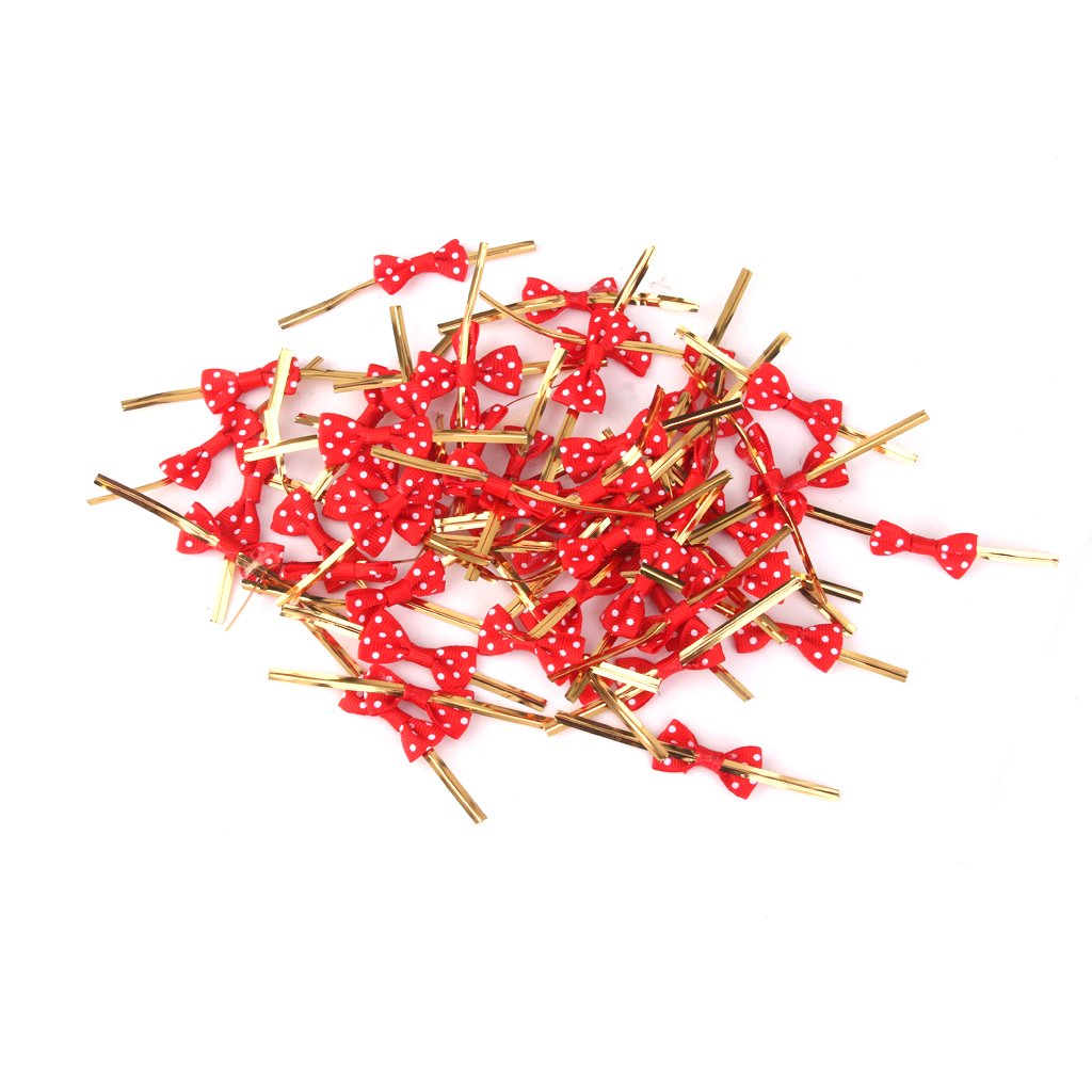 50 Fiocchi Decorativi In Filo Metallico Per Confezioni Regalo E Sacchetti – Colore Rosso, 8 Cm – Ideali Per Bomboniere, Matrimoni E Festività