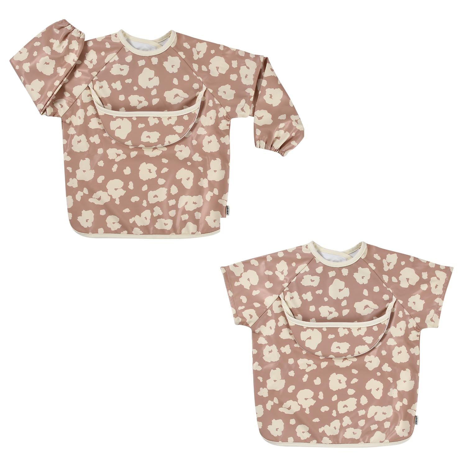 BÉABA, Baby bib, Nursery bib, Waterproof, Detachable Long Sleeves, Collection Pocket, Easy to Clean, Evolutive, Savannah Bloom