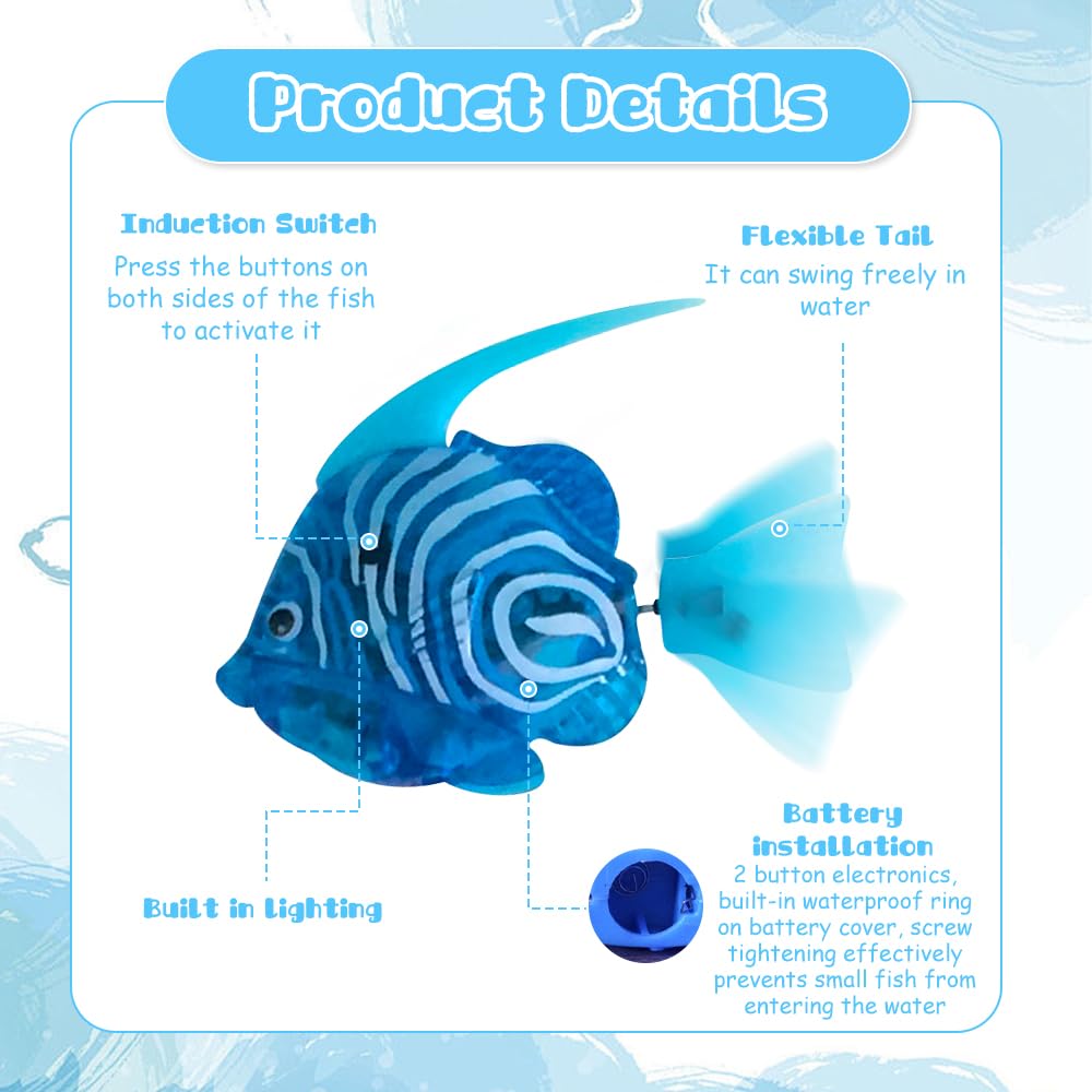 Mineup 4 Pezzi Pesci Robo Fish, Pesci Elettrici Luminosi, Riutilizzabile Pesce da bagno robot, Giocattolo Elettronico, Pesce Giocattolo Bambino Elettronica, Pesce Elettrico per Animali