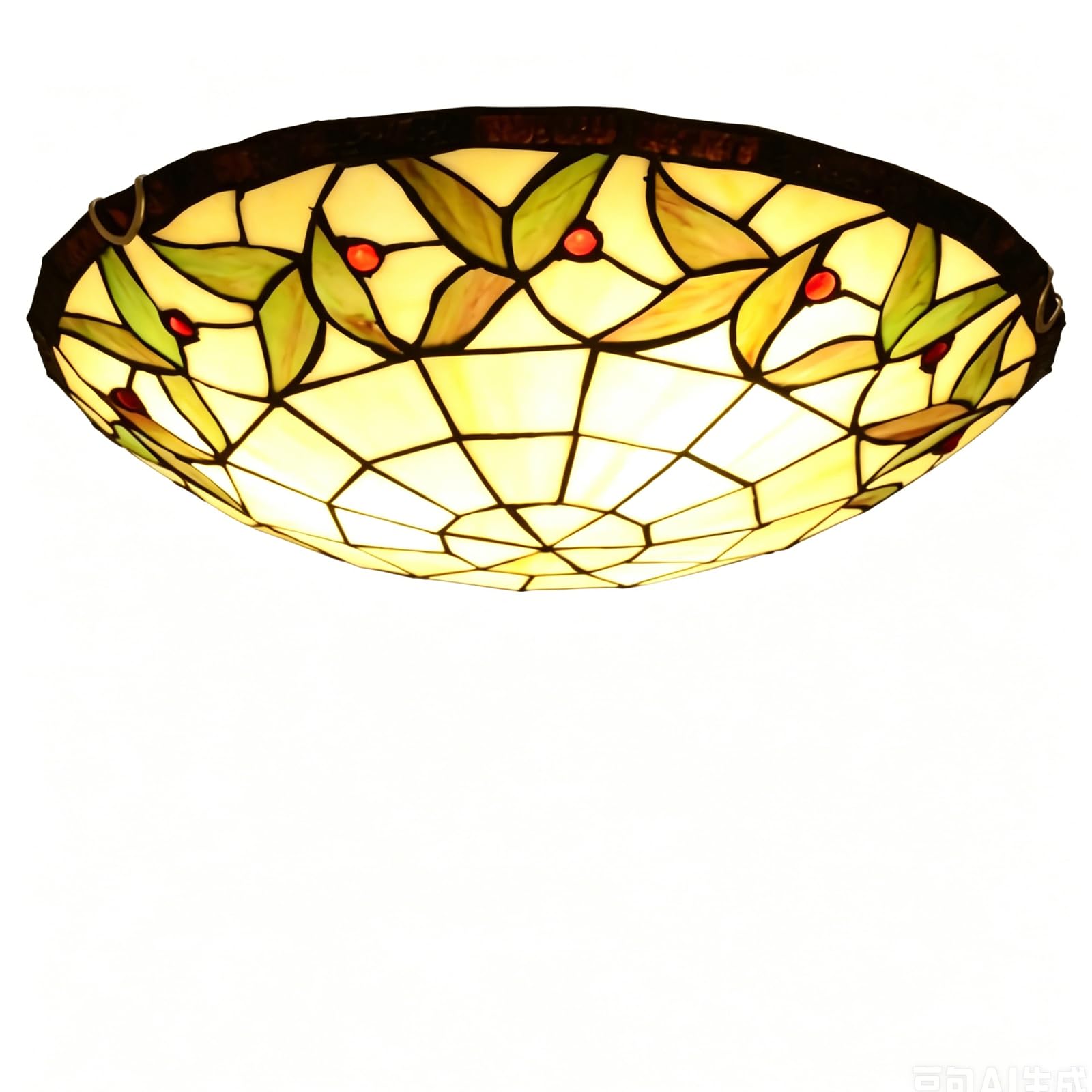 CNSXHAO Tiffany Style Ceiling Light Fixtures Flush Mount, Vintage Stained Glass Hallway Ceiling Lamp, E27 Bulb Retro Round Shade Chandeliers for Bedroom Living Room Kitchen,40cm
