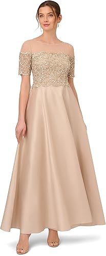 Adrianna Papell Vestido de tafetán con cuentas para mujer