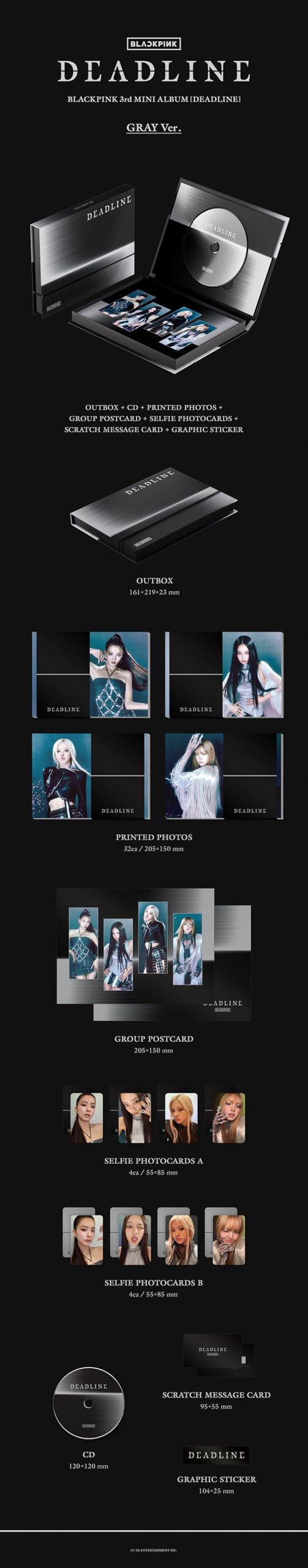 BLACK PINK - 3RD MINI ALBUM DEADLINE, [GRAY VERSION]