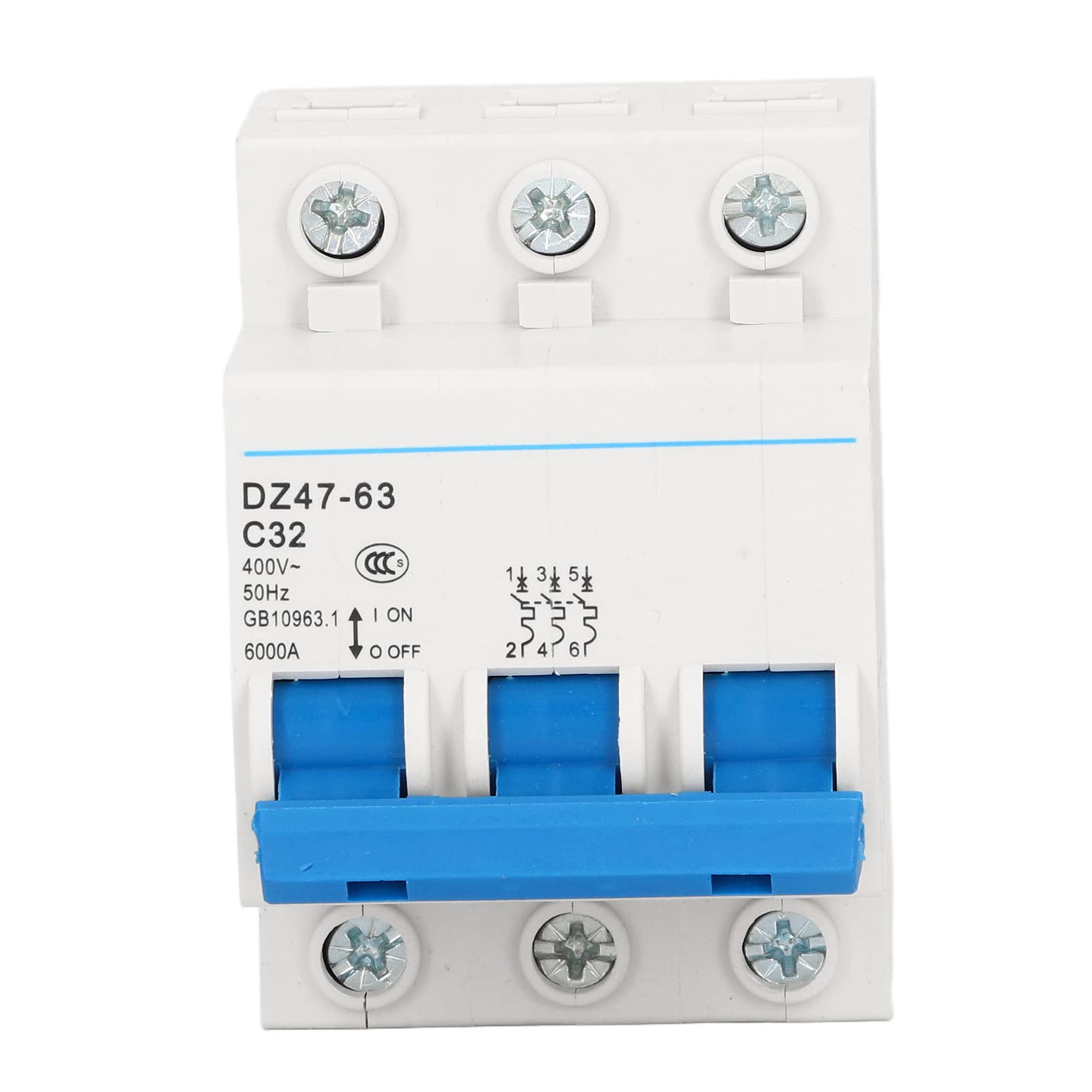 Miniature Circuit Breaker, 3P Circuit Breaker 400V 32A 6000A DIN Rail Mount Circuits Breaker for Power Distribution and, Circuit Protection Products