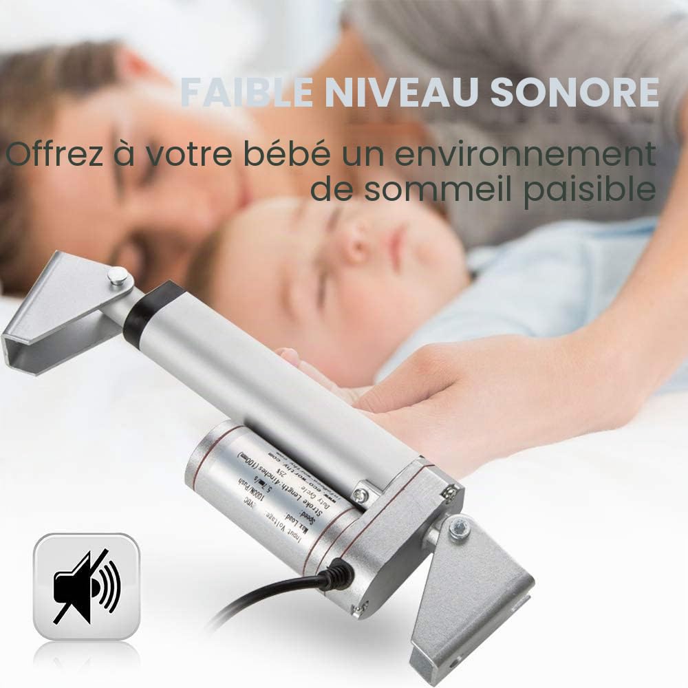 DCHOUSE Actionneurs à mouvement linéaire, 1000N jusqu’à 350mm de trajet maximale, Tension nominale 12V DC, Convient à usage électronique, médicale ou d'automatisation.
