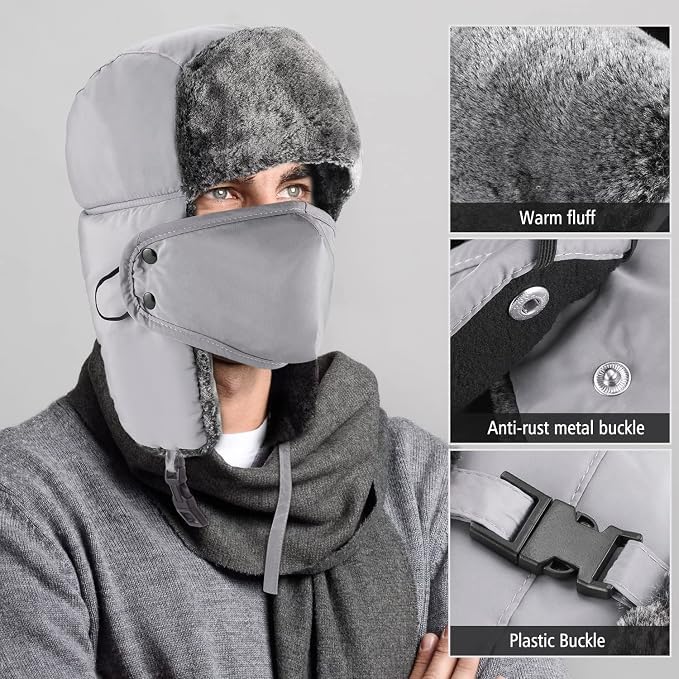 Image of mysuntown Winter Hats for Women Men Trapper Ushanka Hat with Ear Flaps
