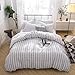 Produktbild Merryfeel 100% Baumwolle Garn gefärbt Seersucker Bettwäsche-Set, Bettbezug mit Kissenbezug - 155X220+1x80x80cm, Grau-weiß