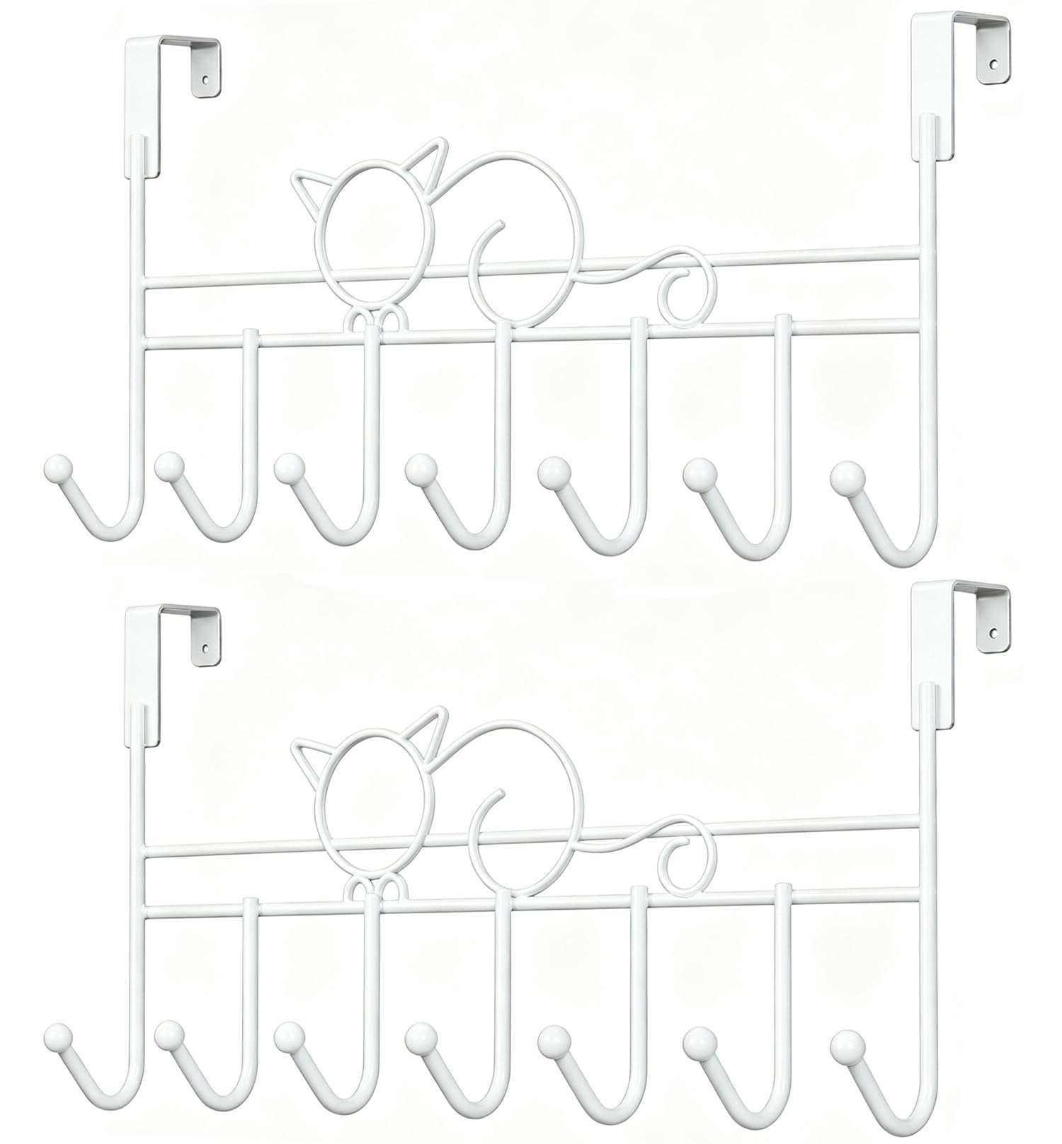 WBDXWB Over The Door Hook, Over Door Hanger for Coat, Towel, Bag, Robe (2 Pack, White)