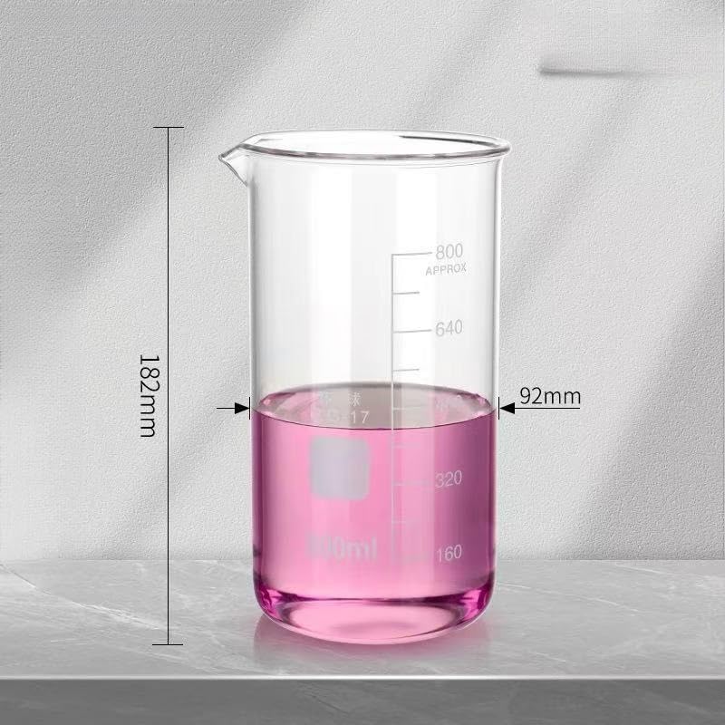 Probeta graduada de vidrio, Juego de vasos precipitados graduados vidrio borosilicato laboratorio 50-2000 ml(800ml)