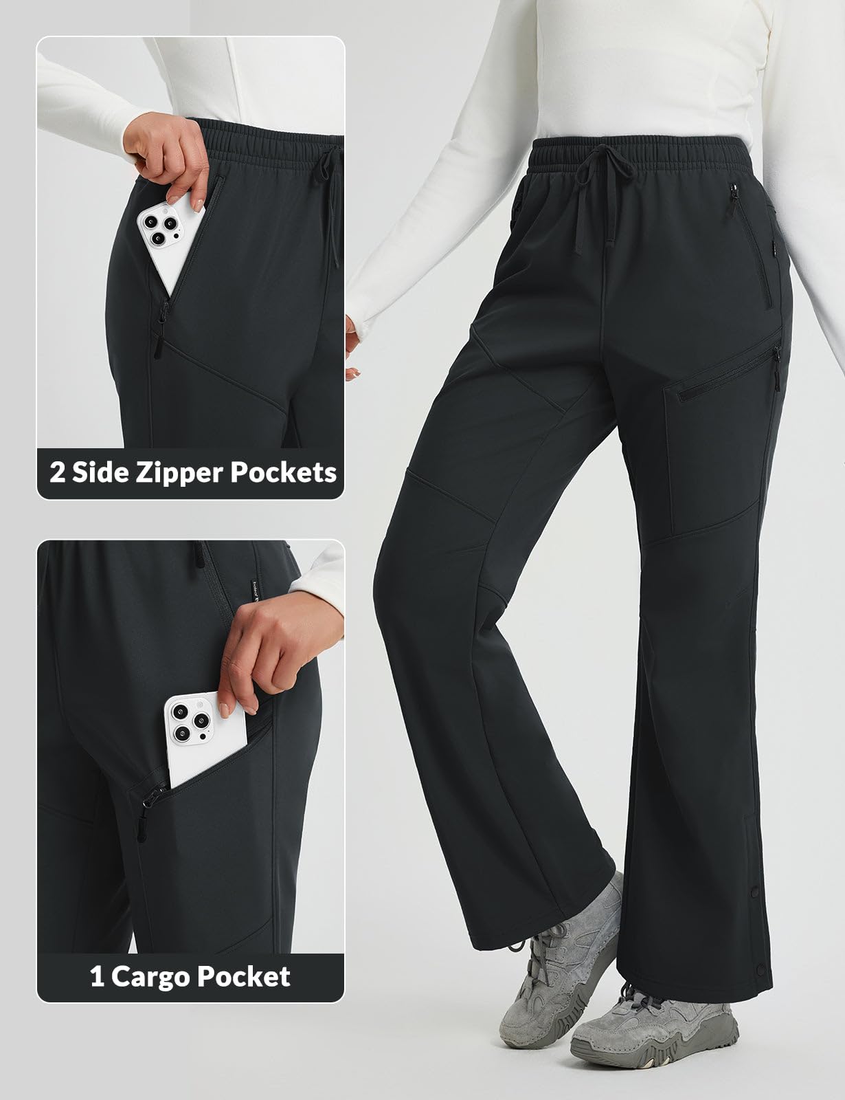 baleaf Pantalones de senderismo mujer softshell térmicos resistentes al agua viento esquí invierno