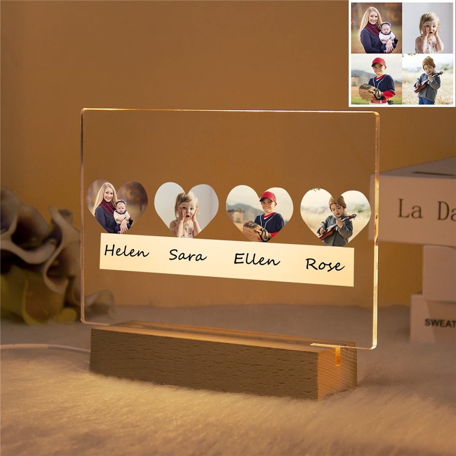 Lampe 3D gravure photo personnalisée veilleuse acrylique haute finition