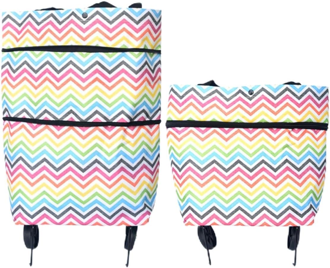 Oxford Cloth Foldable Shopping Trolley Bag Water Resistant with Wheels