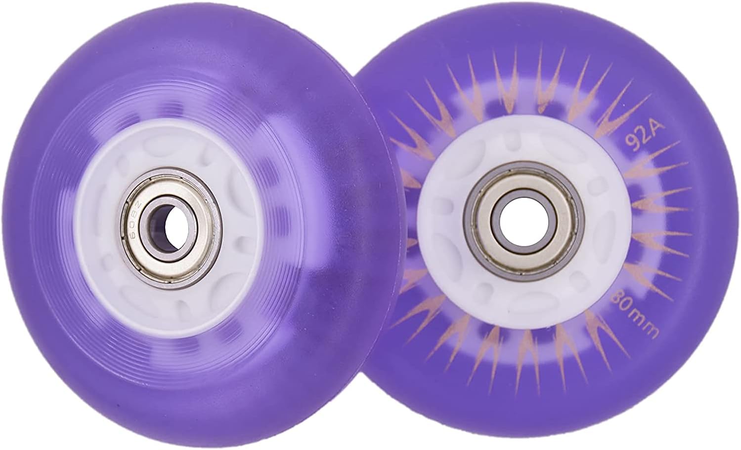 4 pcs Light Up Inline Skate Wheels, LED Roller Skate Wheels, LED Flash Flashing Replacement Wheel with Bearings for Kids & Teens,Purple,68mm
