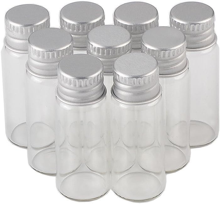 4ml 16x40x8mm Mini Glass Bottles Jewelry Packing Cute Bottles Aluminum Screw Caps Empty Wishing Bottles Jars Containers 100units (100, 4ML)