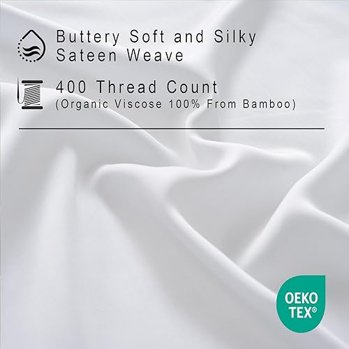 Miniatura 3 de MEISHANG Juego de sábanas de viscosa de bambú, tamaño King, 100% viscosa orgánica pura, juego de sábanas refrescantes de viscosa de bambú de 400