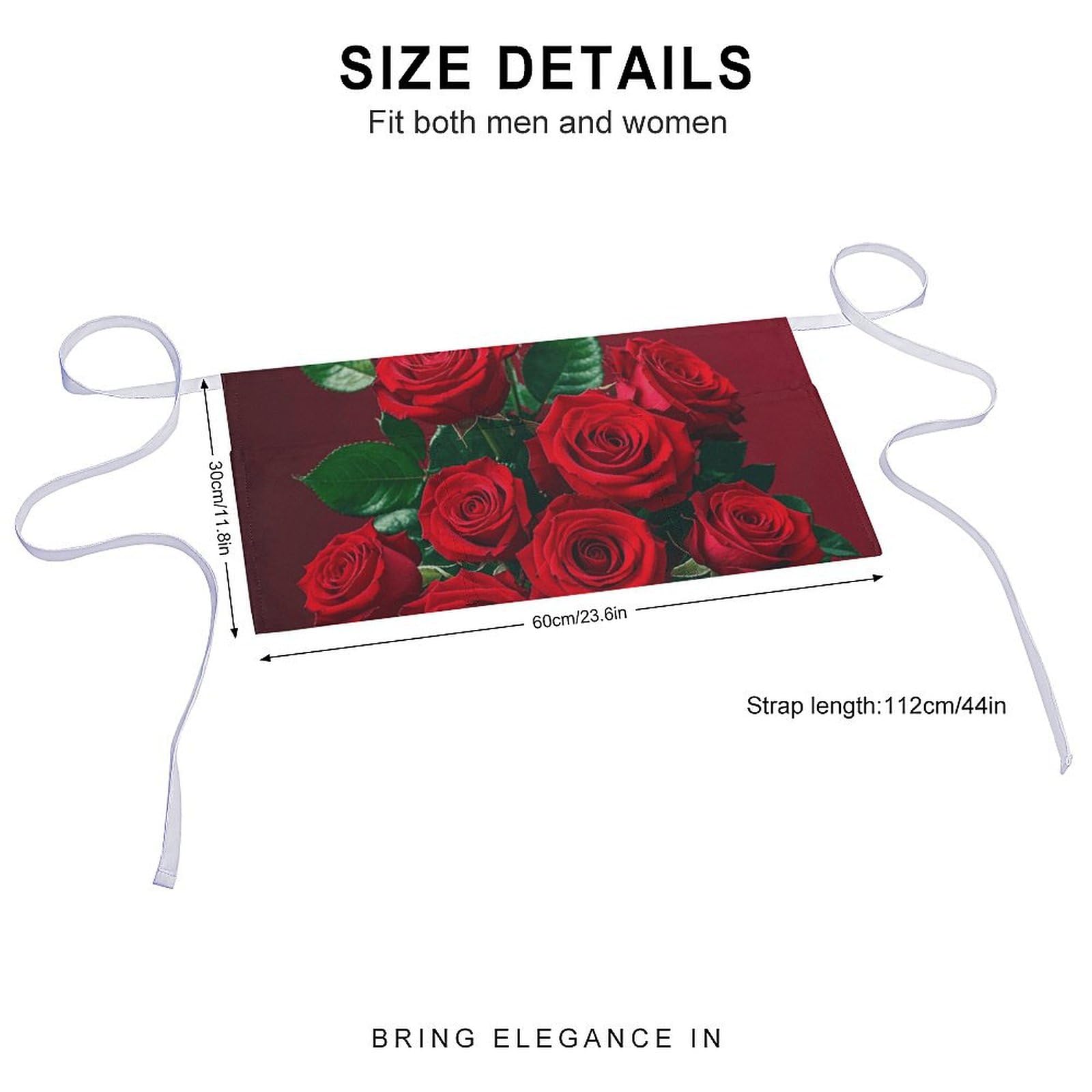 DJUETRUI Red And Roses Adjustable for Women Men with Pockets Extra Long Lab Apron Butcher Apron Oxford Cloth Cotton Apron for Kitchen Cooking Baking