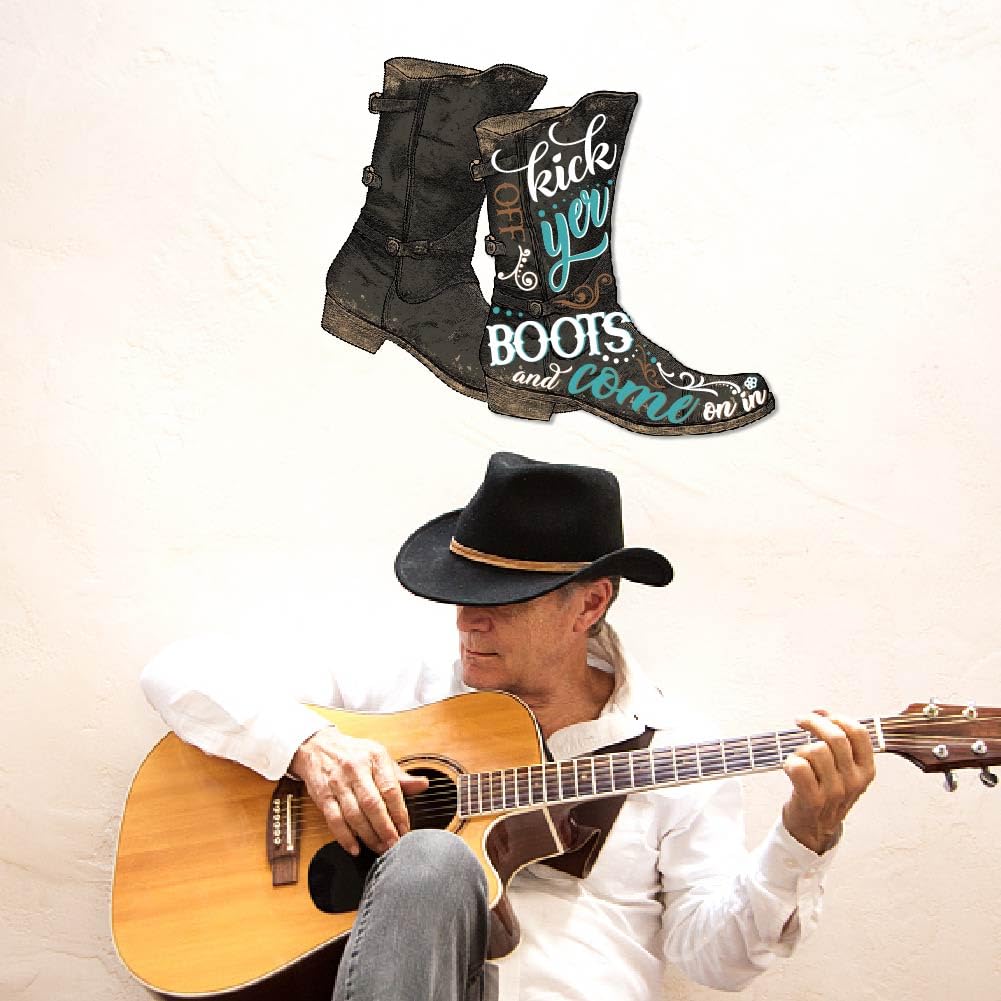 Autocollants bottes de cowboy decoration murale chambre et deco bar lot de 2