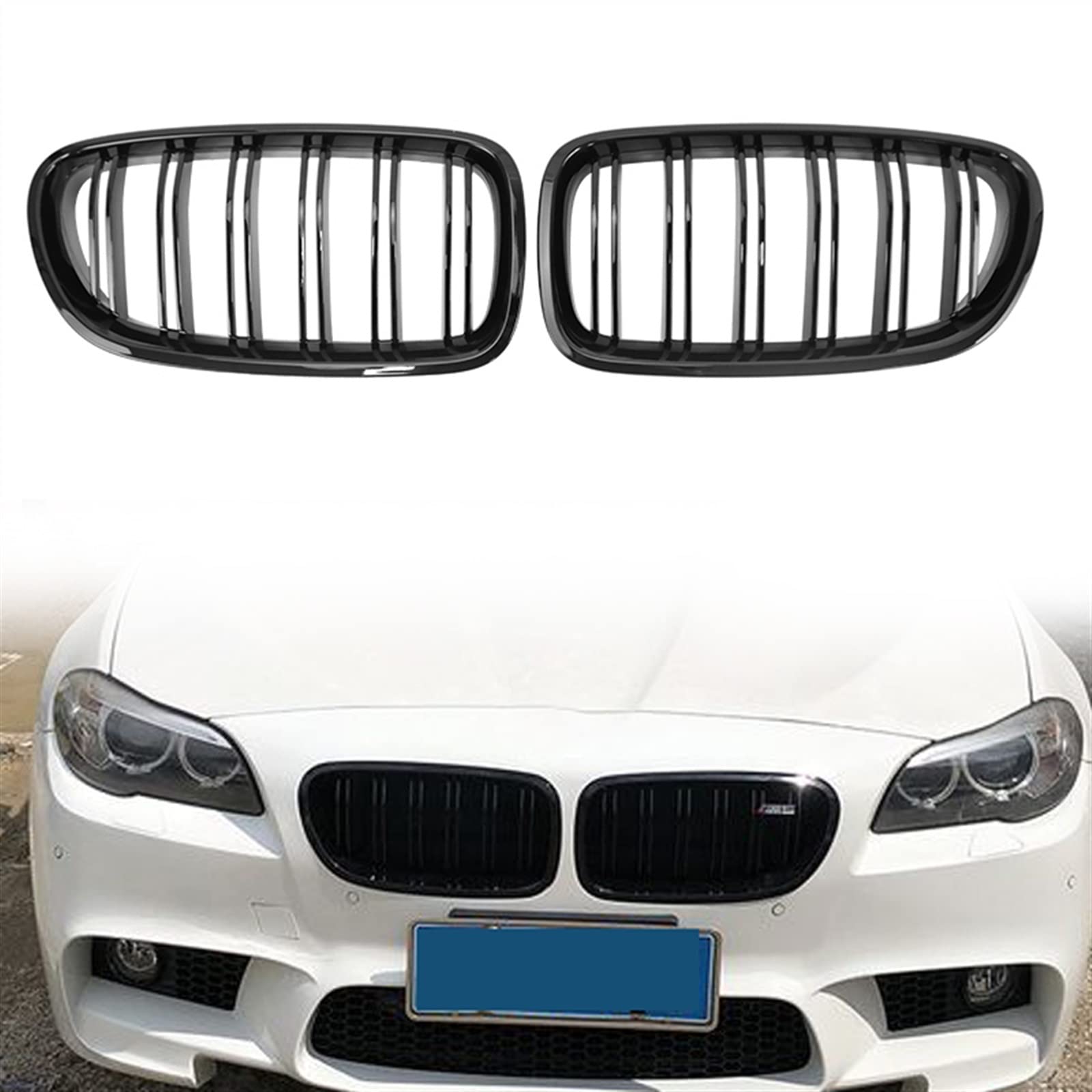 CHEVVY Auto Griglia Anteriore Rene da Corsa Griglia per BMW Serie 5 F10 F11 F18 520 523 525 520d 530d 540i Nero Lucido 2010-2017 Accessori