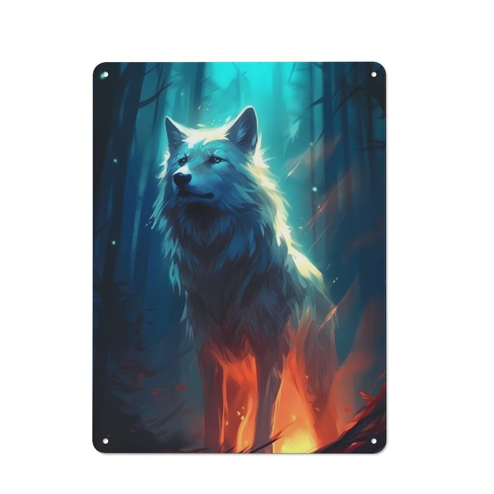Junmoney Wolf Painting Printed Metal Sign 40X30cm For Kitchen Or Home Bar, Housewarming Present For People Styling Kitchen And Home Bar