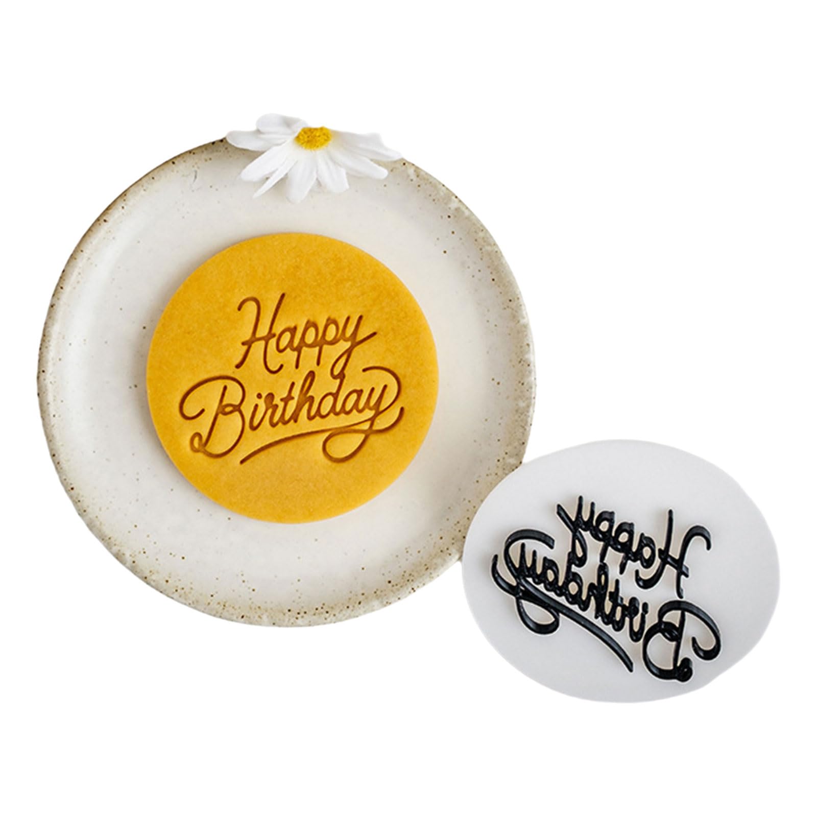 Elnwnnkc Happy Birthday English Cookie Molds Fondant Cutter Texture Baking Accessories for Holiday Baking and Party Treat Happy Birthday Mold