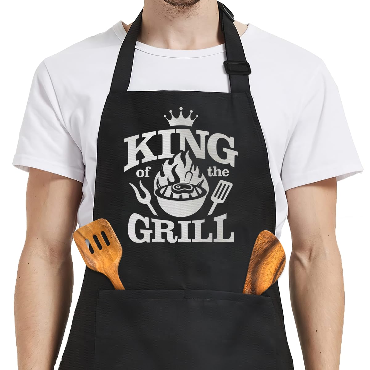 SANDJEST Men's Aprons with Pockets - Funny Aprons for Men BBQ, Kitchen, Cooking - Gifts for Birthday, Birthday