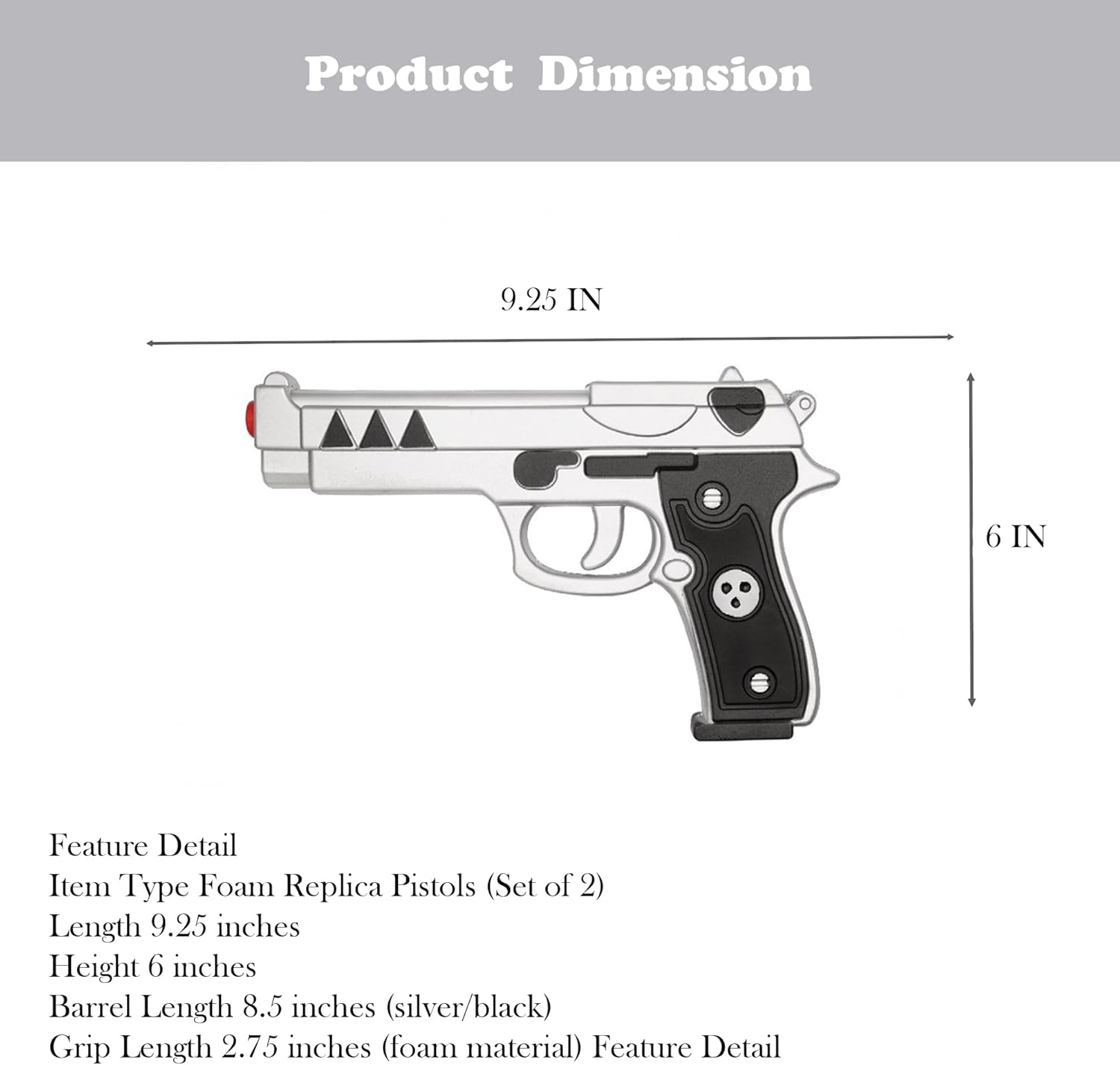 Demon Twin Foam Pistol Replica Set – Anime-Inspired Foam Props (Set of 2, 9.25” x 6”) for Cosplay and Display