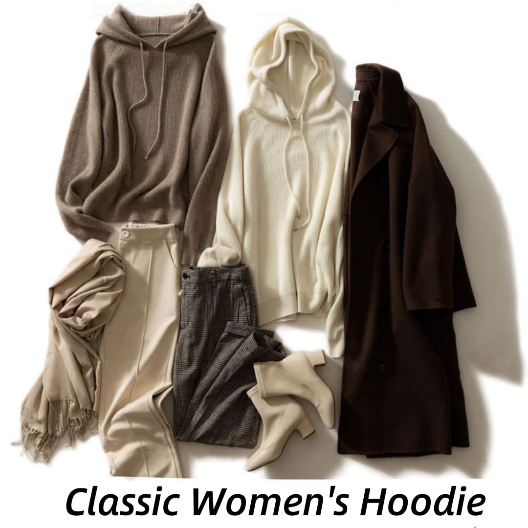 Kaschmir-Pullover für Damen, weicher Kapuzenpullover, Winter, warme Hoodies für Damen, leicht, solide, dicke Strick-Sweatshirts