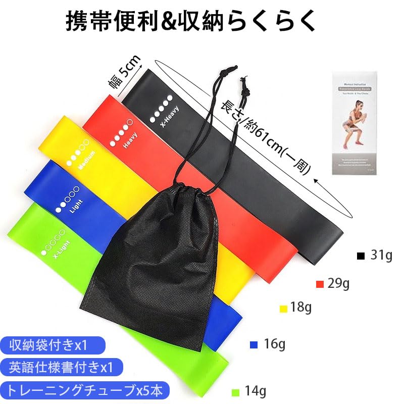 まとめ売り20セットトレーニングチューブ　レジスタンスバンド Amazon.co.jp: トレーニングチューブ 5本セット レジスタンス