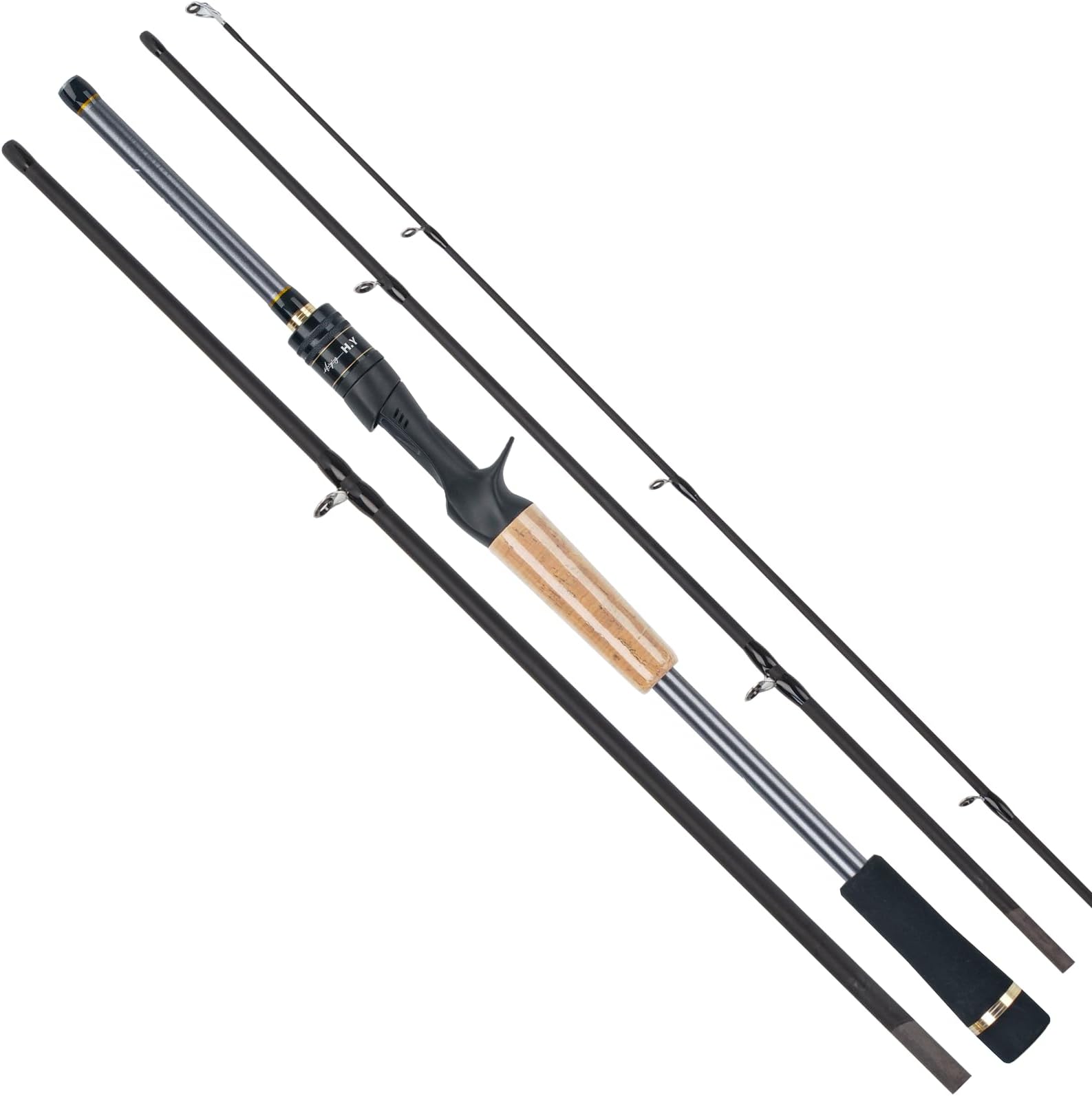 Travel Fishing Rods, 4 Piece Fishing Pole,Surf Casting/Spinning Rod,Ultralight Fishing Baitcasting Rod 7ft for Saltwater Trout, Bass, Walleye, Pike