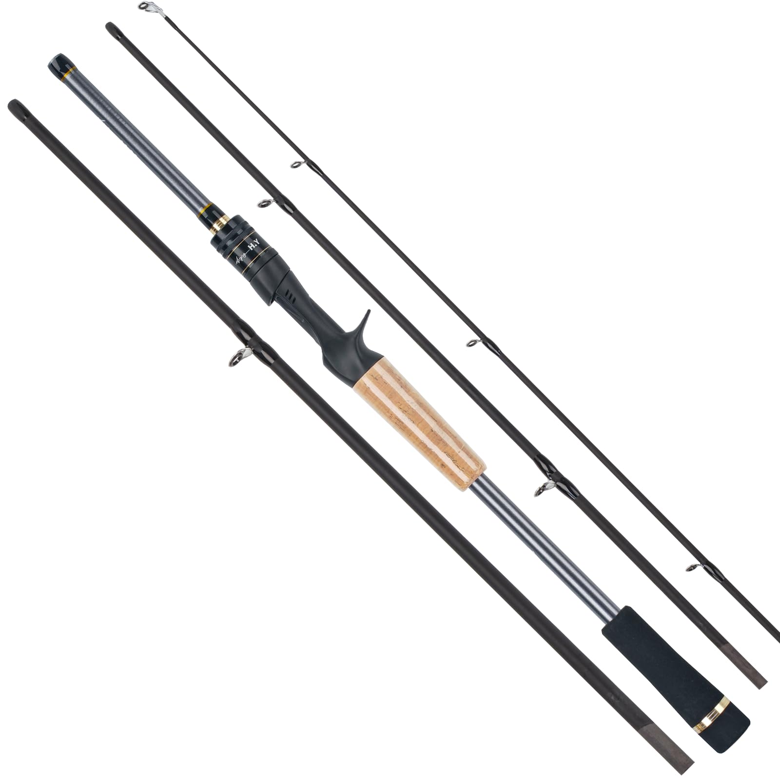 Travel Fishing Rods, 4 Piece Fishing Pole,Surf Casting/Spinning Rod,Ultralight Fishing Baitcasting Rod 7ft for Saltwater Trout, Bass, Walleye, Pike
