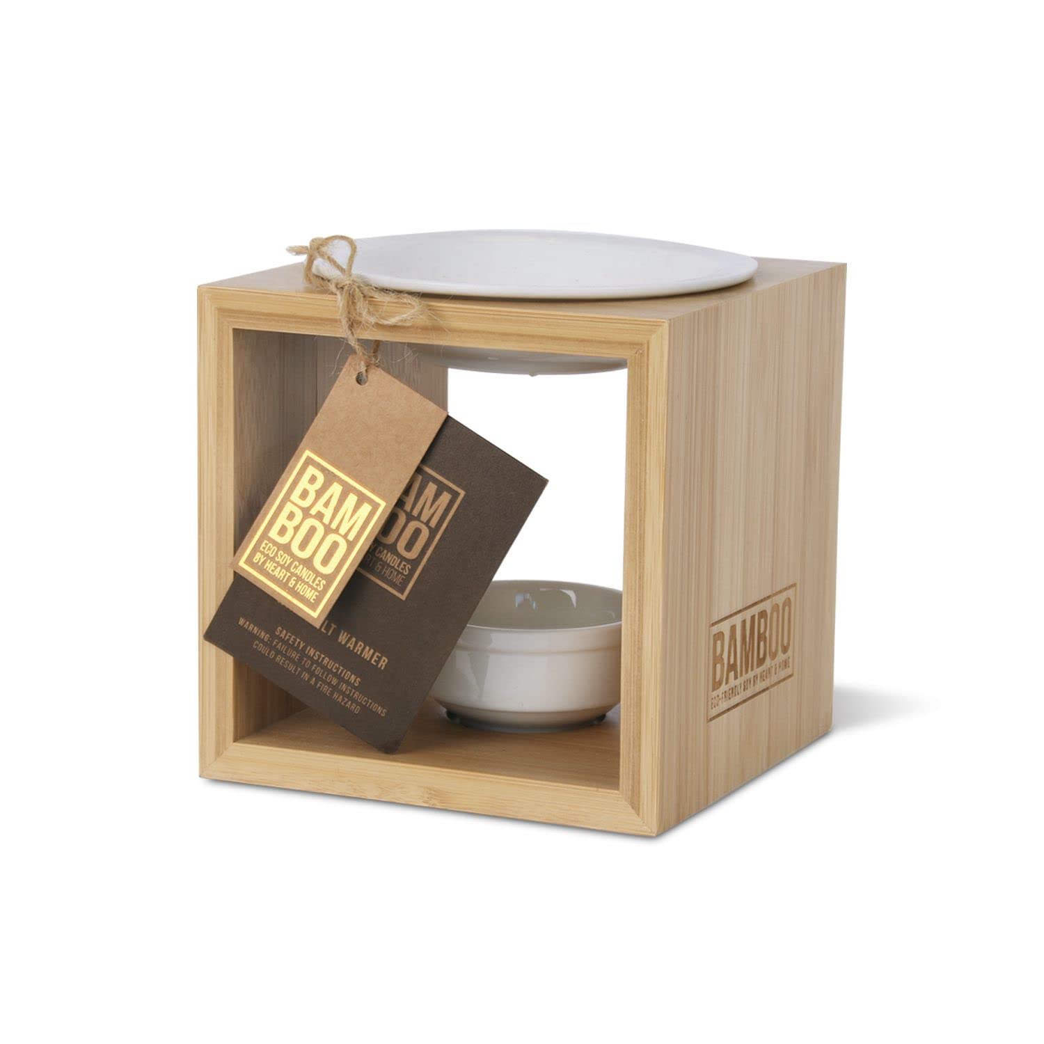 Heart And Home Multicolour Heart & Home Bamboo Light Wood Wax Melt Warmer