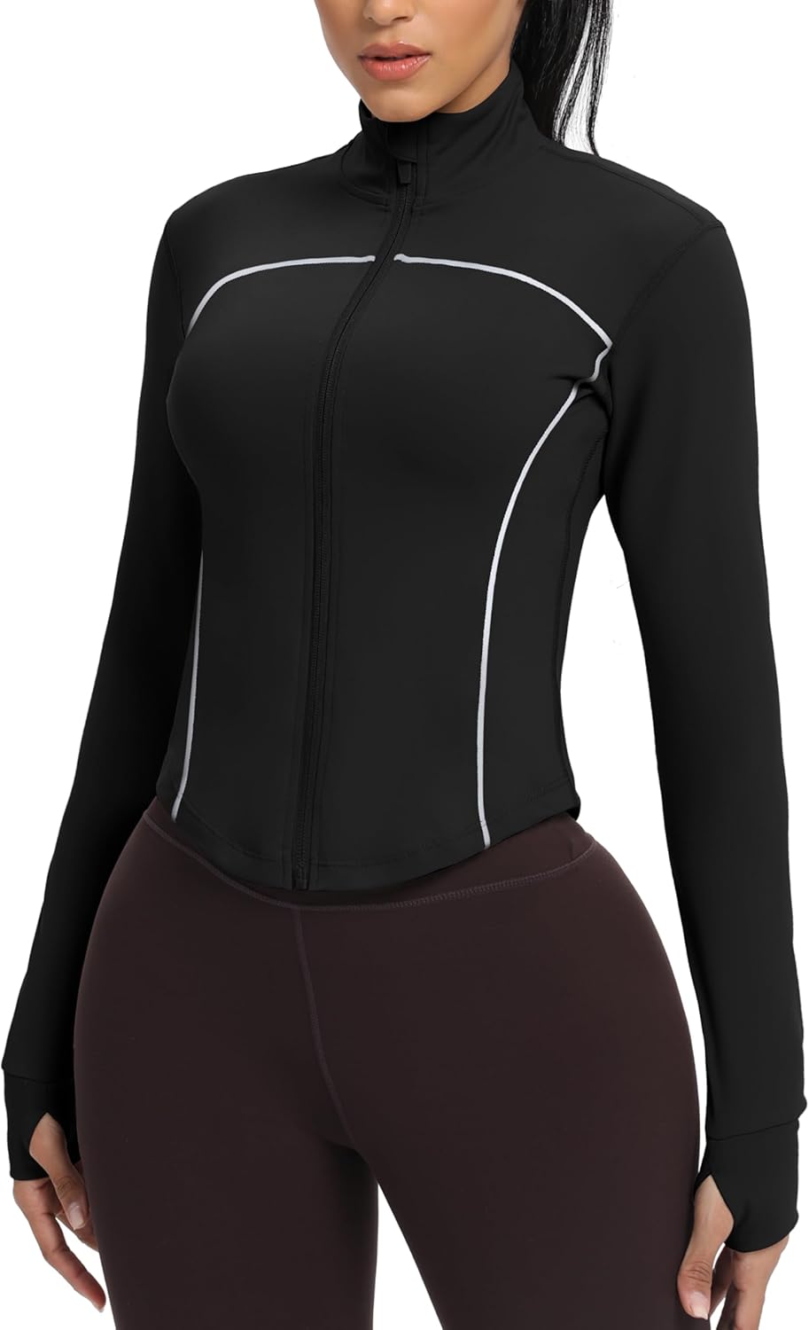 GYM RAINBOW Womens Zip Up Workout Jakcets Cropped Lightweight Slim Fit Running Athletic Jackets - Image 4