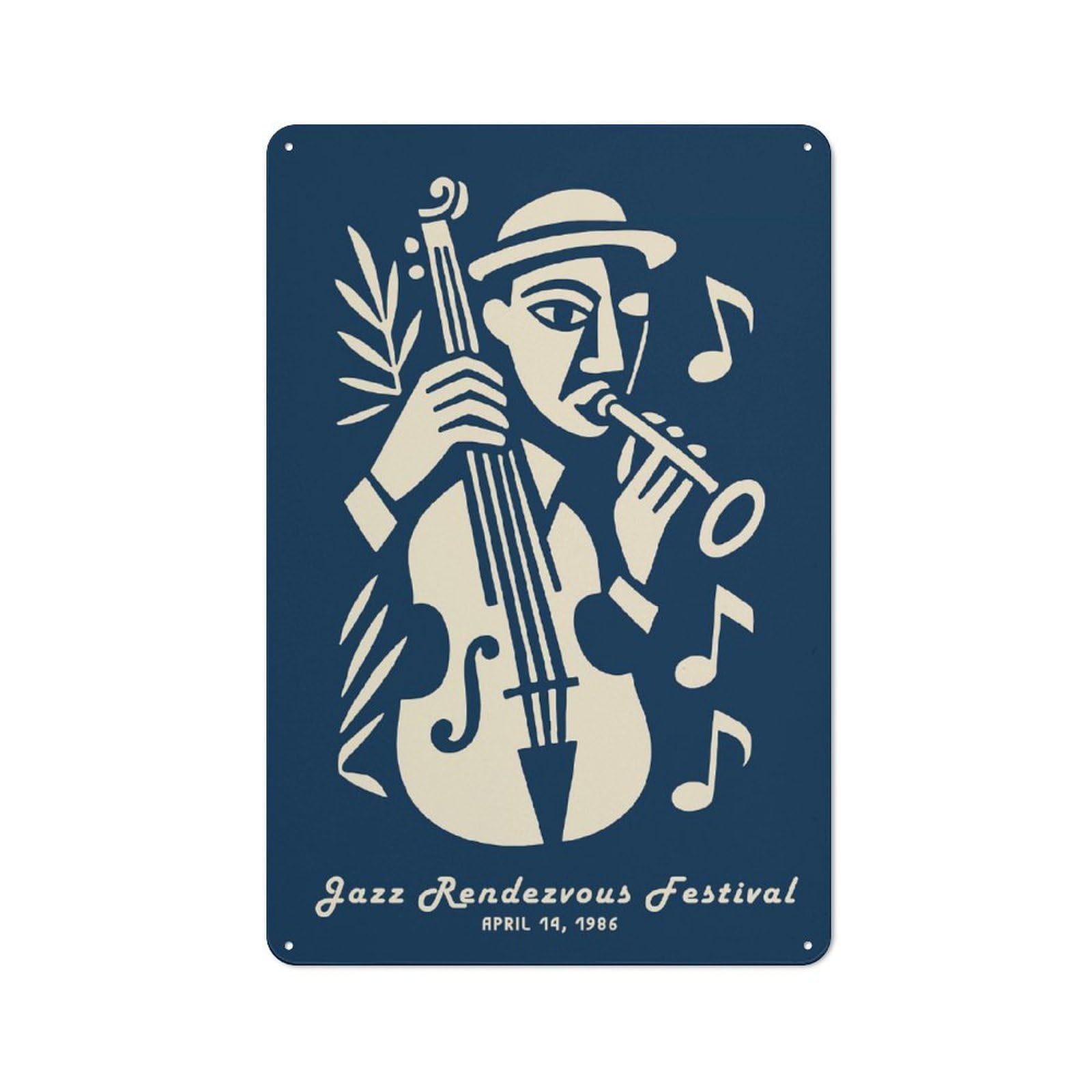 Junmoney Style-18 Workshop Style Garage Metal Sign 30X20cm Featuring Jazz Rendezvous Festival, Industrial Wall Art For Workshop, Basement, Shed Or Games Room